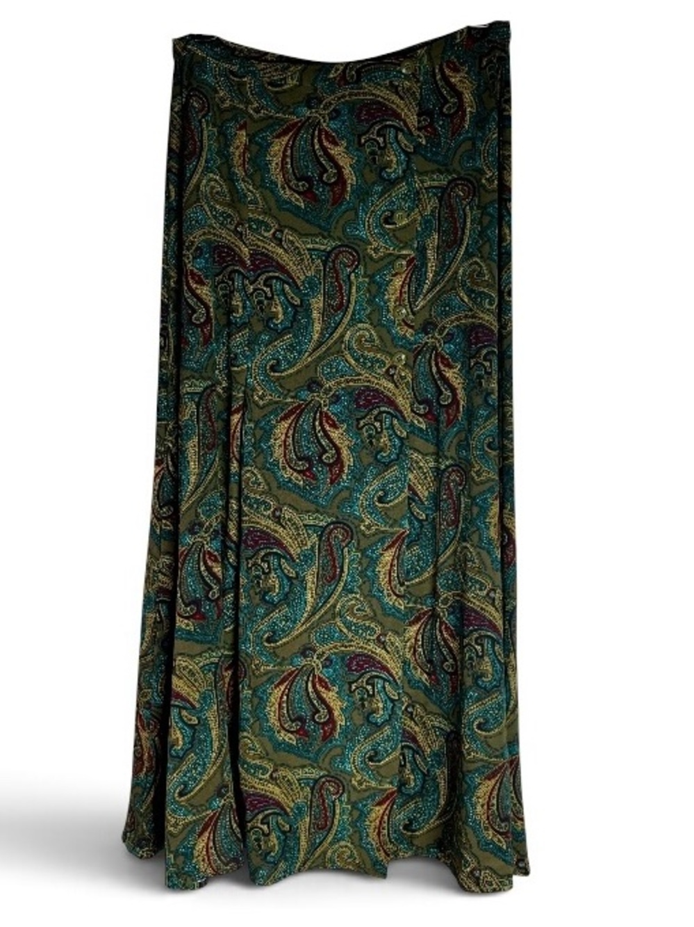 Vintage Casual Corner Paisley Maxi Skirt 90s Rayon Boho Size 8